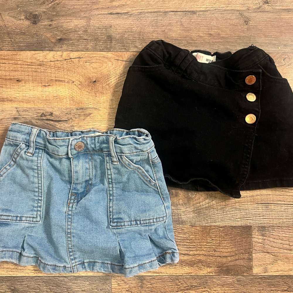 Girls Denim Skirt, Black Denim Skort